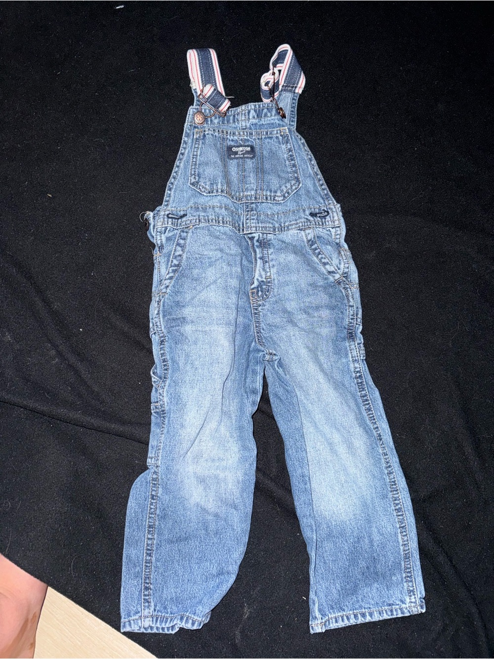 OshKosh B'gosh Light Blue Denim Overalls with Striped Adjustable Straps